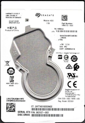 ST1000LM035 P/N: 1RK172-022 F/W: RTM2 WU WL1 Seagate Mobile HDD