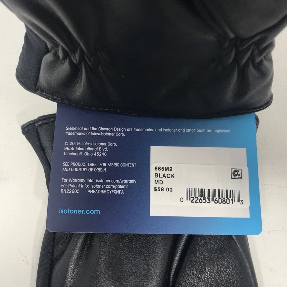 Guantes de imitación de cuero aislados Isotoner, talla MD - negros para hombre Foto 4 de 4
