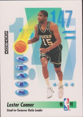 1991-92 Skybox #299 Lester Conner Milwaukee Bucks Stats Basketball Card