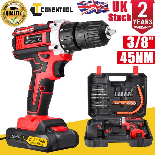 21V Cordless Drill Electric Screwdriver Impact Driver Combi Drills Kit+