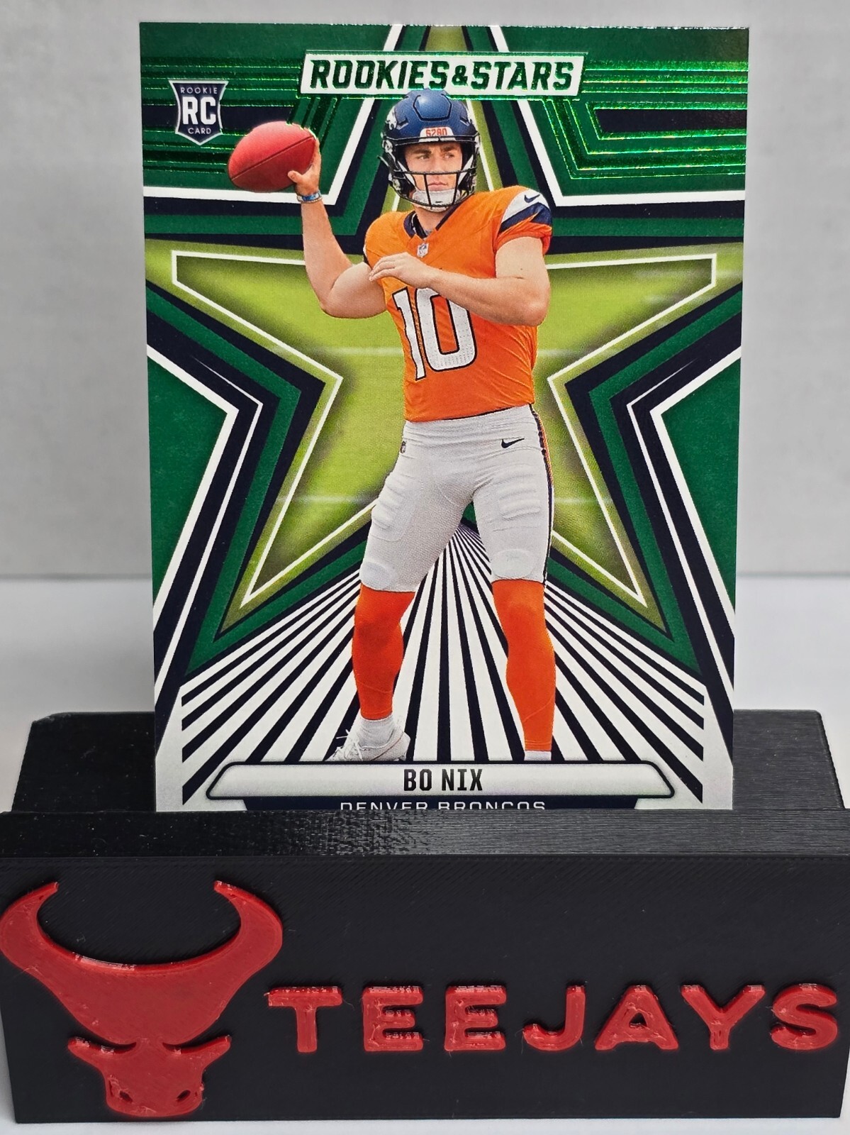 Bo Nix 2024 Panini Rookies & Stars Football Green Foil Parallel RC, #108, Denver