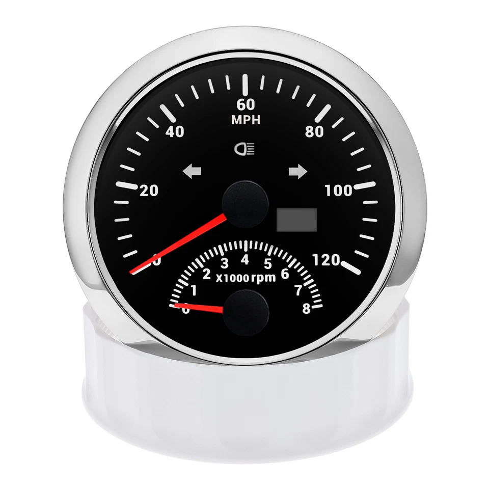 85mm GPS Speedometer 0-120MPH with Tachometer 0-8000RPM 4 in 1 Gauge with Sensor - Image 2 of 4