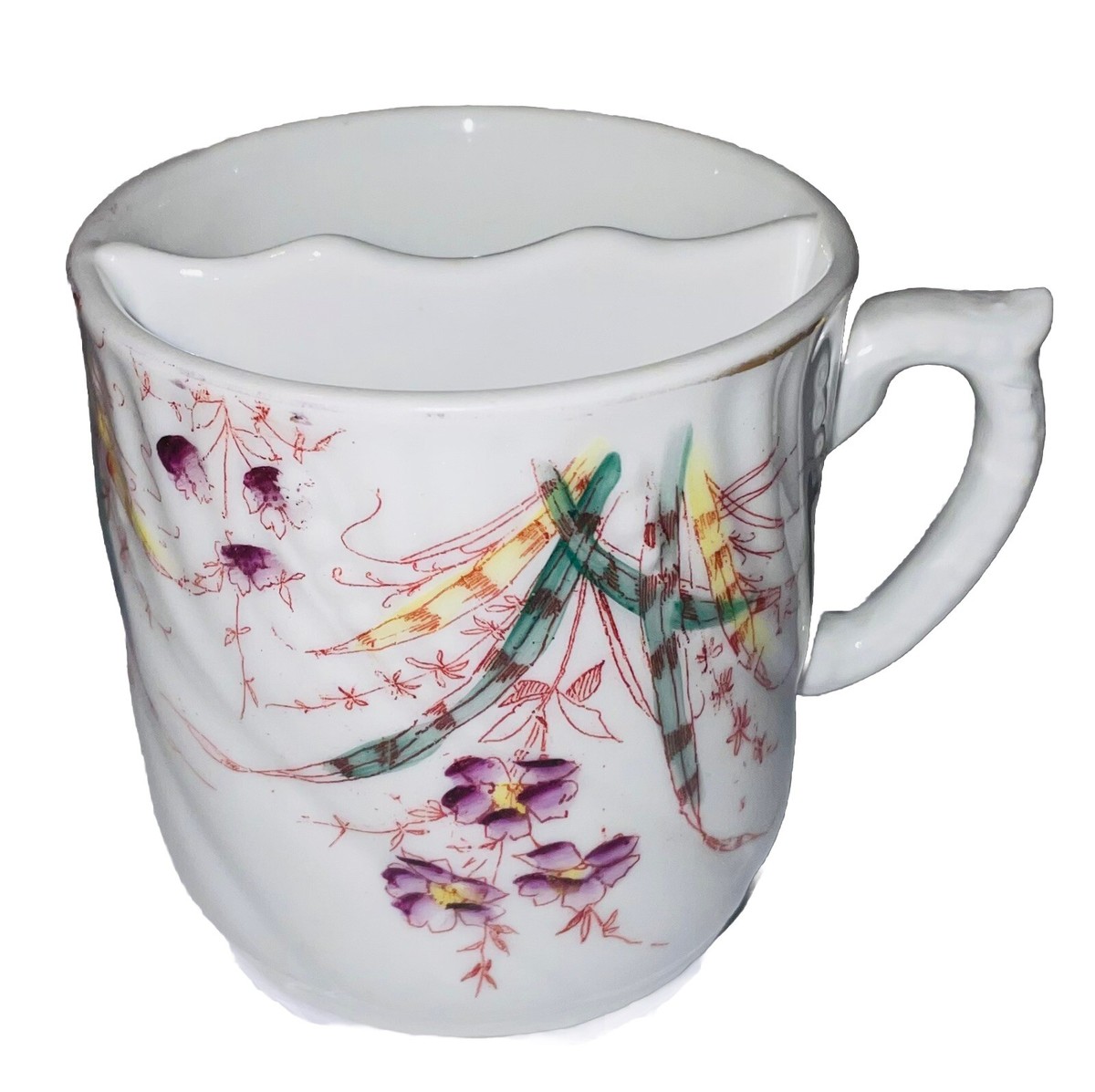 Vintage Porcelain Mustache Coffee Cup/Mug Antique Floral Victorian