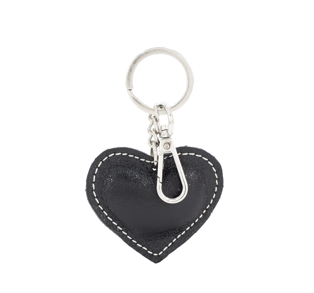 Love & Heart Leather Key Ring Black