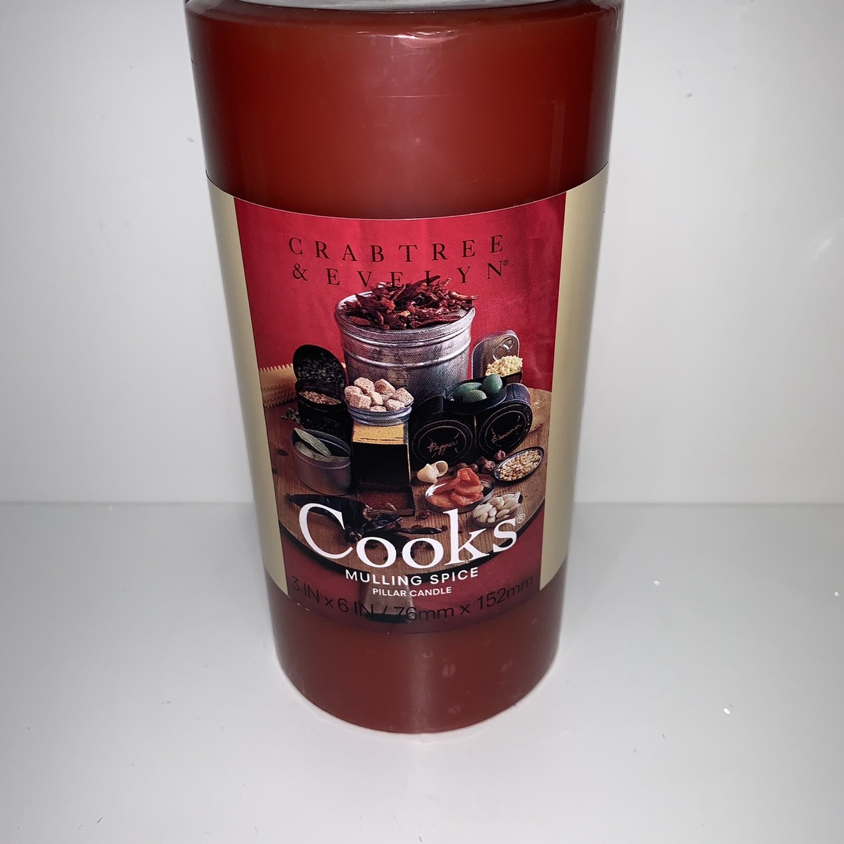 CRABTREE EVELYN COOKS Mulling Spice Pillar Candle 3” X 6” NEW  DISCONTINUED - Main Image
