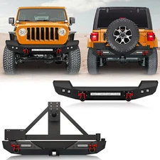 Rear /Front Bumper With LED Lights & D-ringsFor 2018-2024 Jeep Wrangler JL JLU