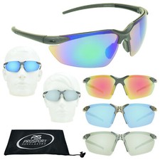 Mirror Lens Sport Wrap Sunglasses Cycling Golf Running Tennis Blue Orange Rubber