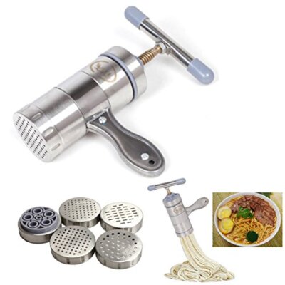 Macchina Per Pasta Manuale In Acciaio Inossidabile Con 5 Testine Sagomate - Portatile, Per Fare Tagliatelle Fatte In Casa E Spremiagrumi