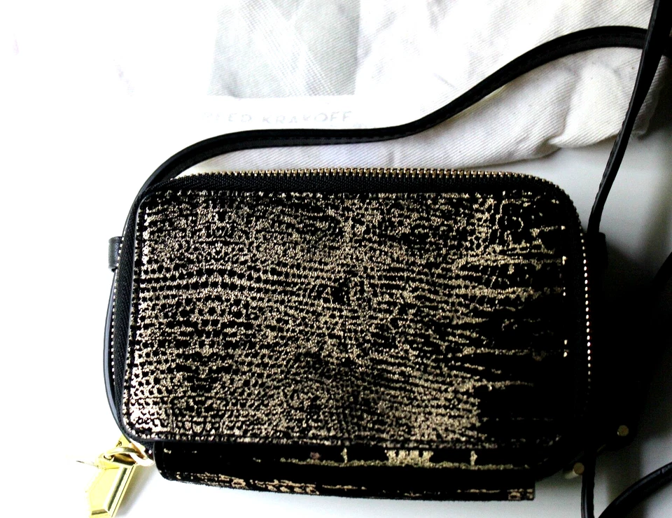 Reed Krakoff Crossbody Mini Wallet Black & Gold Leather  New With Dustbag - Image 2 of 4