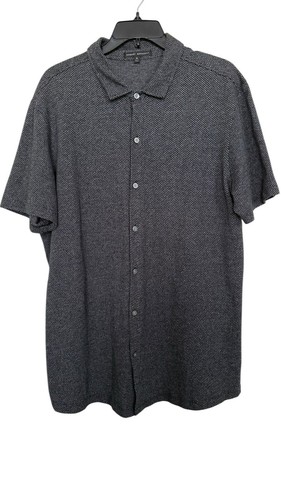 Robert Barakett Men’s Sz XL Carson Knit Short Sleeve Button Down Shirt Black - Picture 2 of 7