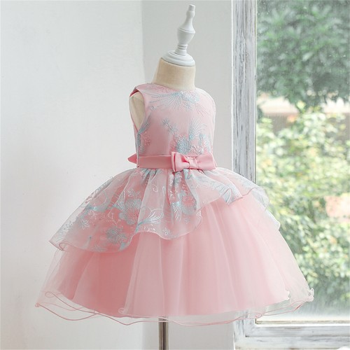 Kids Girls Baby Flower Bow Princess Tutu Dress Birthday Party Wedding Bridesmaid - Picture 11 of 30