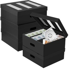 5 Pack CD Storage Boxes,3 Compartments CD Cases Hold 450 5 Pack,3 Compartments