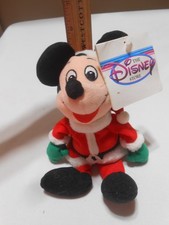 VTG THE DISNEY STORE MICKEY MOUSE IN SANTA SUIT PLUSH MINI BEAN BAG TOY DOLL   