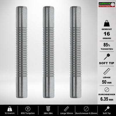     Dart Darts Barrel Barrels Griffstück Soft 85% Tungsten 50x6,35 mm 16g 16 gr