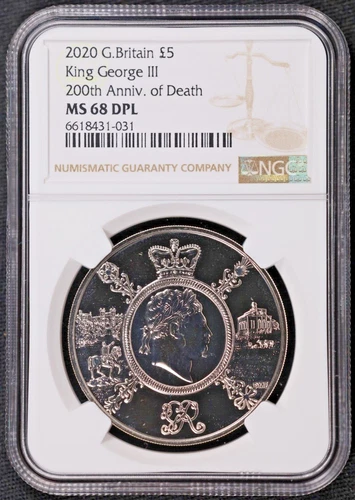 2020 Great Britain 5 Pound 200th Anniversary King George III NGC 68 DPL