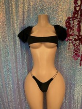 exotic dancewear outfit micro crop top and thong