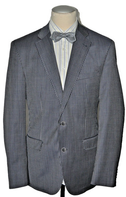 BÄUMLER SAKKO SUPER130`s von REDA Gr.50 M silbergrau/blau gestreift Sommerfutter