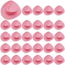 30 PCS Mini Cowboy Hat, Plastic Miniature Western Cowgirl Miniature, Pink