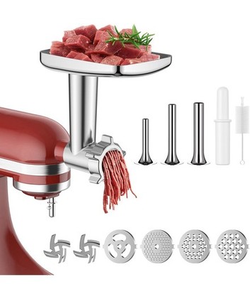 Food Meat Grinder Attachment for Kitchen Aid Stand Mixers with Sausage Stuffer