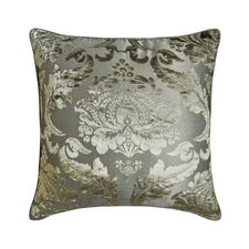 Silver & Grey Decorative Throw Pillow Cover, 16"x16" Velvet Cushion - Ellis