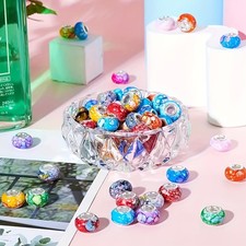 100 Large Hole European Style Beads - Watercolor Colorful Resin Round Beads