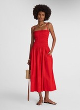 NWT Madewell Poplin Smocked Maxi Dress in Festival Red - Size: Large