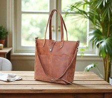 Genuine Leather Tote Bag for Women, Crossbody Shoulder Handbag ,Rustic