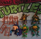 ​Vintage 1988 TMNT Figure Lot Original 4 Turtles & Shredder W/ Weapons Rack