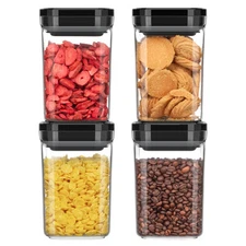 4 Pack Airtight Food Storage Container Set, BPA Free Kitchen Pantry Organizat...