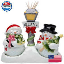 Cosmos Gifts 10650 Snowman Salt & Pepper Set w/ Toothpick Holder 5-1/4"