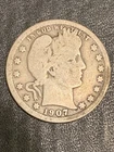 1907  Philadelphia  Mint Silver Barber Quarter  lot # 2054