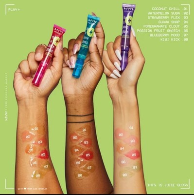 NYX This Is Juice Gloss Strawberry Flex & Passion Fruit S. 0.33Oz Each. Set of 3