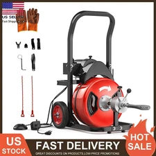 100FTx 3/4 in Cable Electric Drain Cleaning Machine 750W Auto-Feed Sewer Snake
