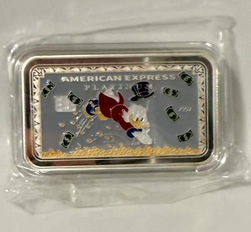 Ebay Live 11.60 - 1oz .999 Silver Bar  Scrooge McDuck American Express Platinum