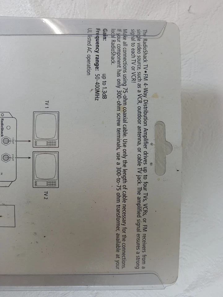 Radio Shack 15-1119A 4-Way TV FM Distribution Amplifier 1 Input, 4 Outputs - Image 4 of 4