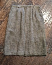 Vintage J. Crew Oarsman 100% Wool Tweed Made In USA Size 16 Skirt Made In USA