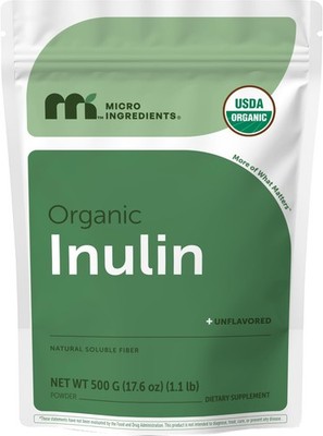 Micro Ingredients Organic Inulin FOS Fiber Powder, 1.1 lb | Quick Water-Solub...