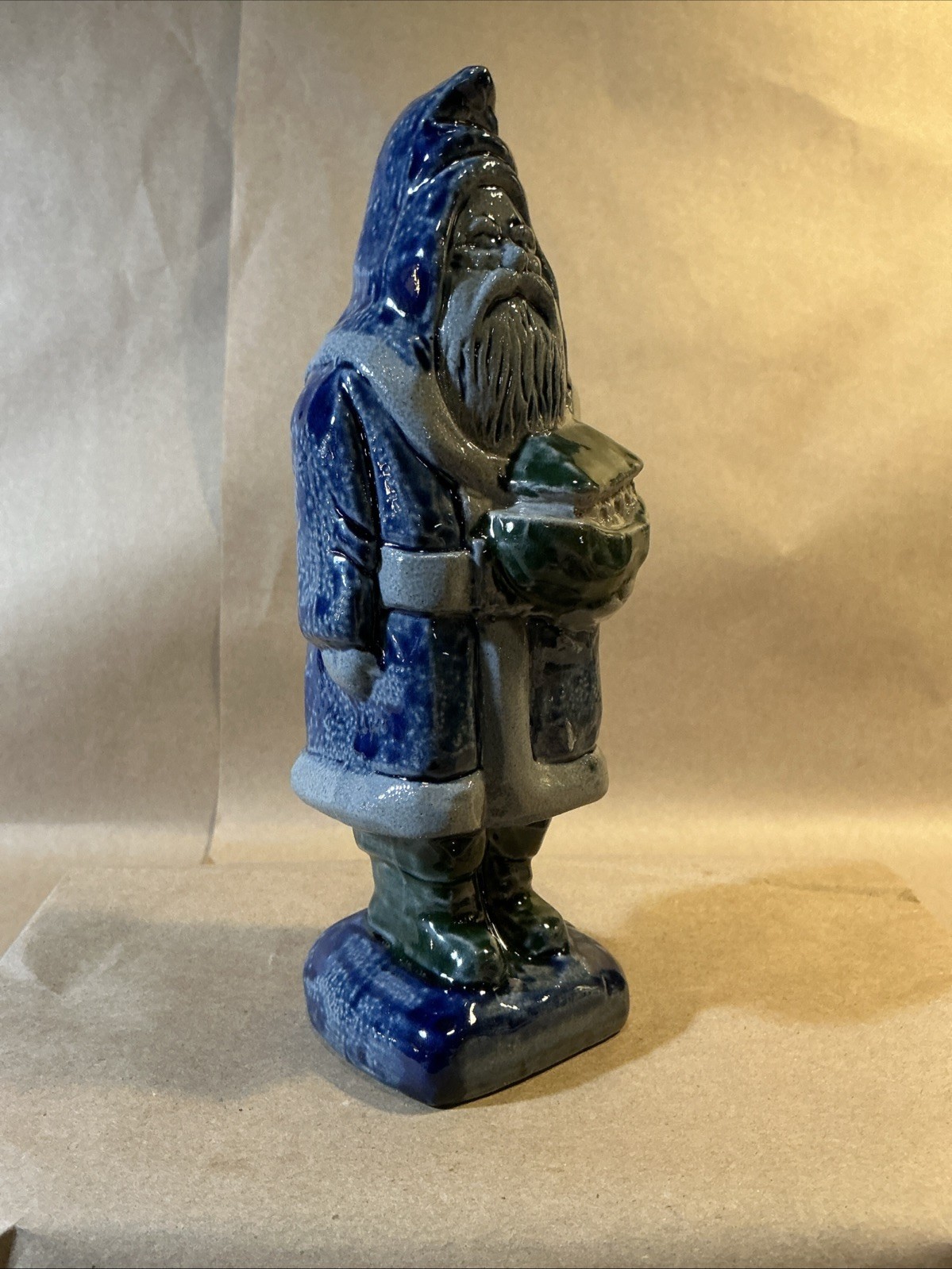 Vintage Rowe Pottery Works Salt Glaze Santa Clause Figure With Ark INV-JDJ71