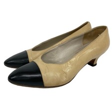 Chanel Pumps Bicolor Beige Black Women's Size EU35/US5