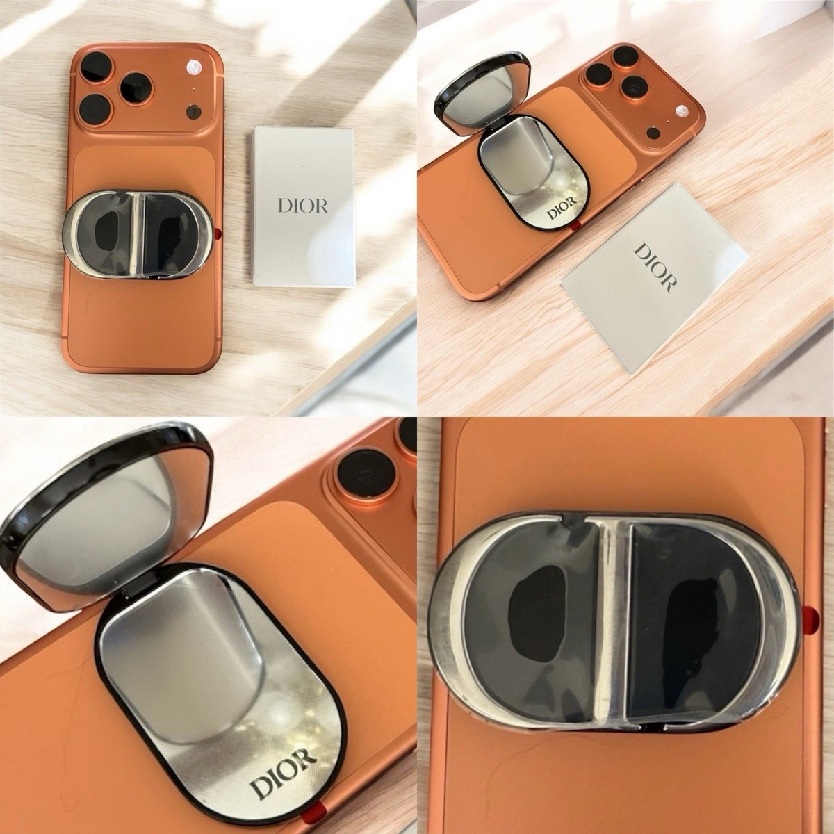 DIOR BEAUTY CD Logo Mirror Phone Ring Holder Stand Dual Mirror 3M