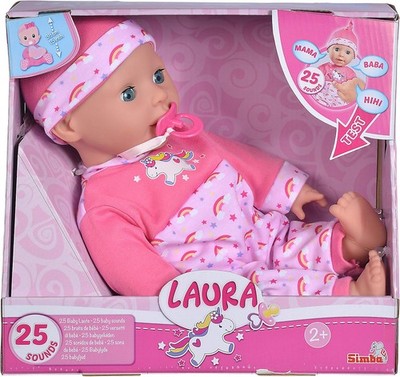 Simba 105140060 - Laura Kitzel Baby, Weichkörper-Puppe, macht 25 Babylaute