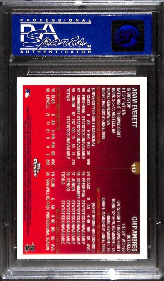 1999 TOPPS CHROME #443 A.EVERETT\\C.AMBRES PSA 9 Mint 03287175  - Image 2 of 3