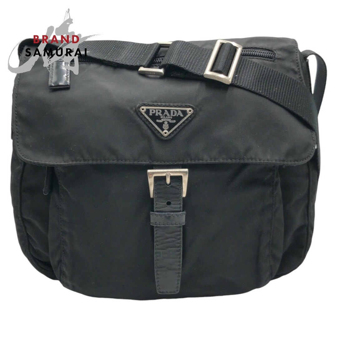 RARE Prada Tessuto Triangle Logo Black Nylon Unisex Shoulder Bag Pochette