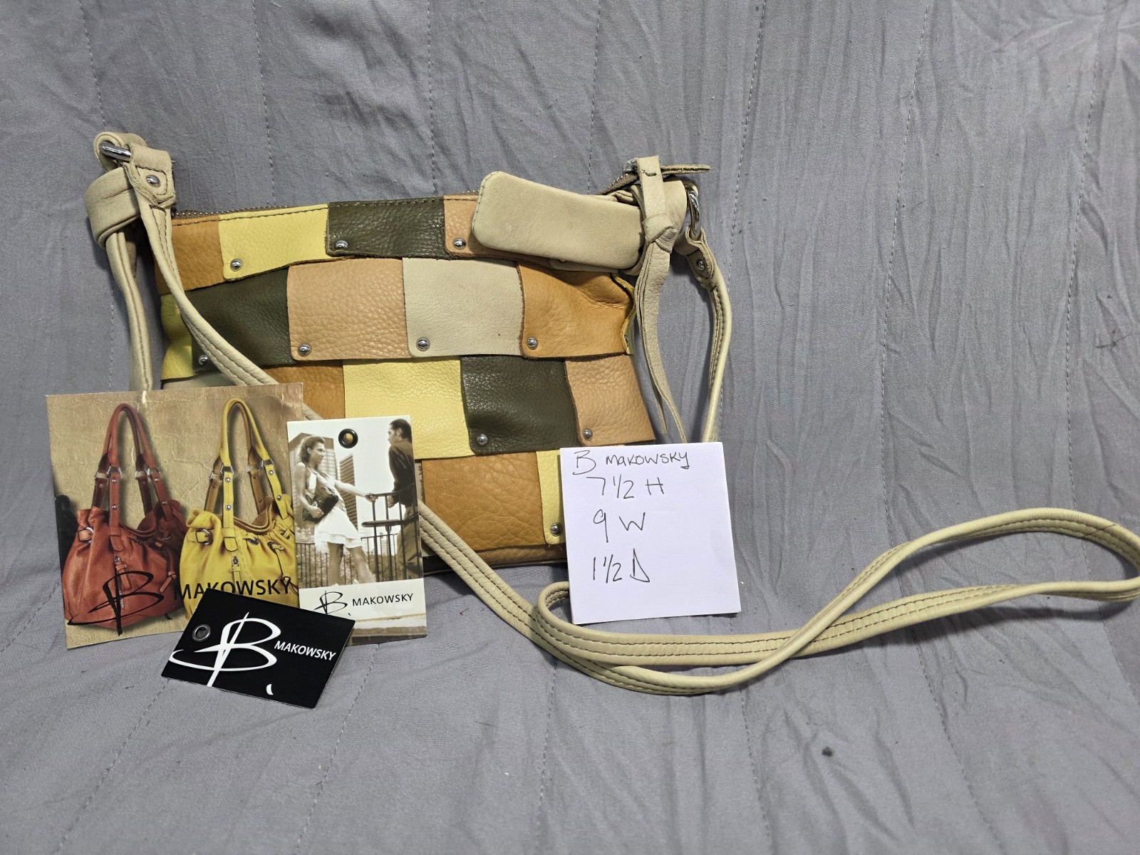 B. Makowsky Patchwork Shoulder Bag with Studded A… - image 3