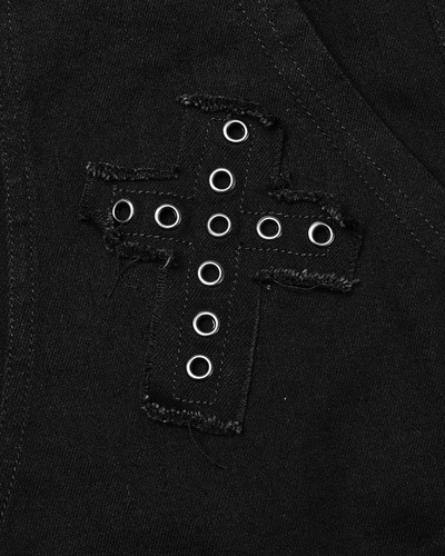 Punk Rave Womens Apocalyptic Gothic Cut & Sew Crucifix Cargo Pants - Picture 11 of 13