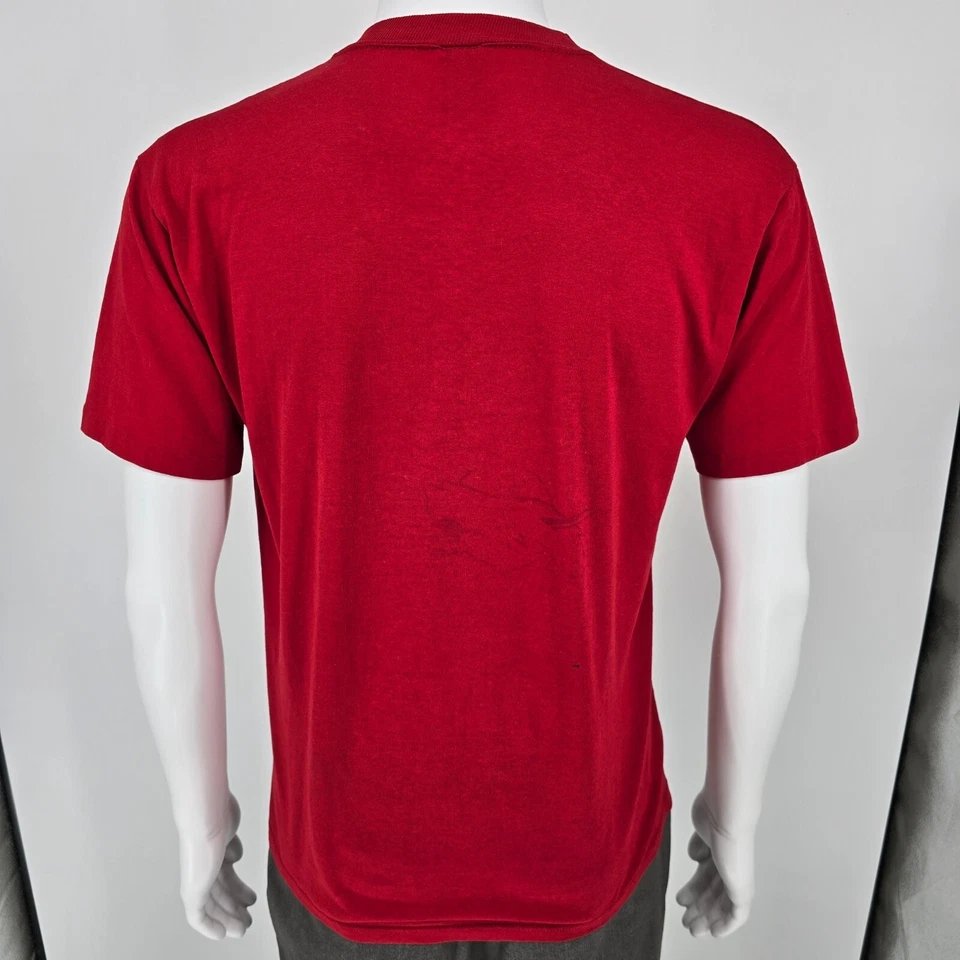 Camiseta de Bolsillo Envejecida Vintage Años 90 UAW Local 825 Castaño Rojizo, Indiana (M/L) Foto 4 de 4