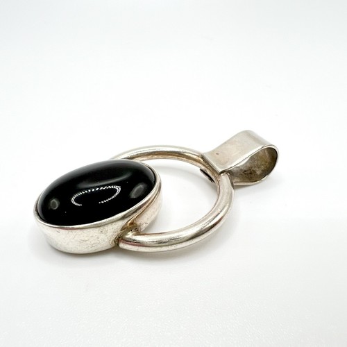 Anhänger schwarzer Onyx Handarbeit Sterlingsilber oval - Bild 2 von 8