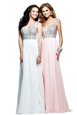 Faviana Prom Dress Evening Gown Style S7500 Red 2, Soft Peach 4, Spearmint 10
