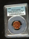 1955/55 RARE LINCOLN CENT ERROR ...PCGS AU DETAILS...COIN ERROR