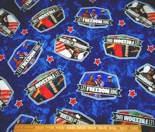 Military Fabric By Yard Patriotic Toss Soldiers Stars Blue Premium Cotton C